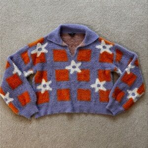 Cozy Purple and Orange Patterned Sweater